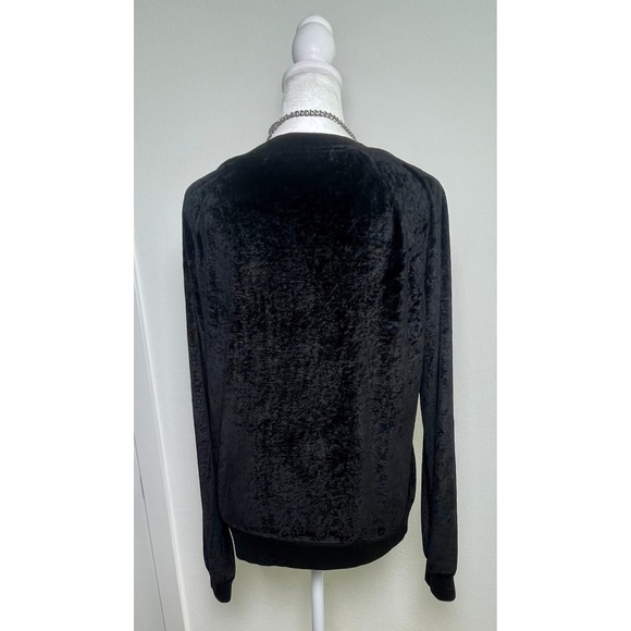 Michael Stars Women's Medium Black Crushed Velvet Long Sleeve Top Luxe Feel - Picture 2 of 11